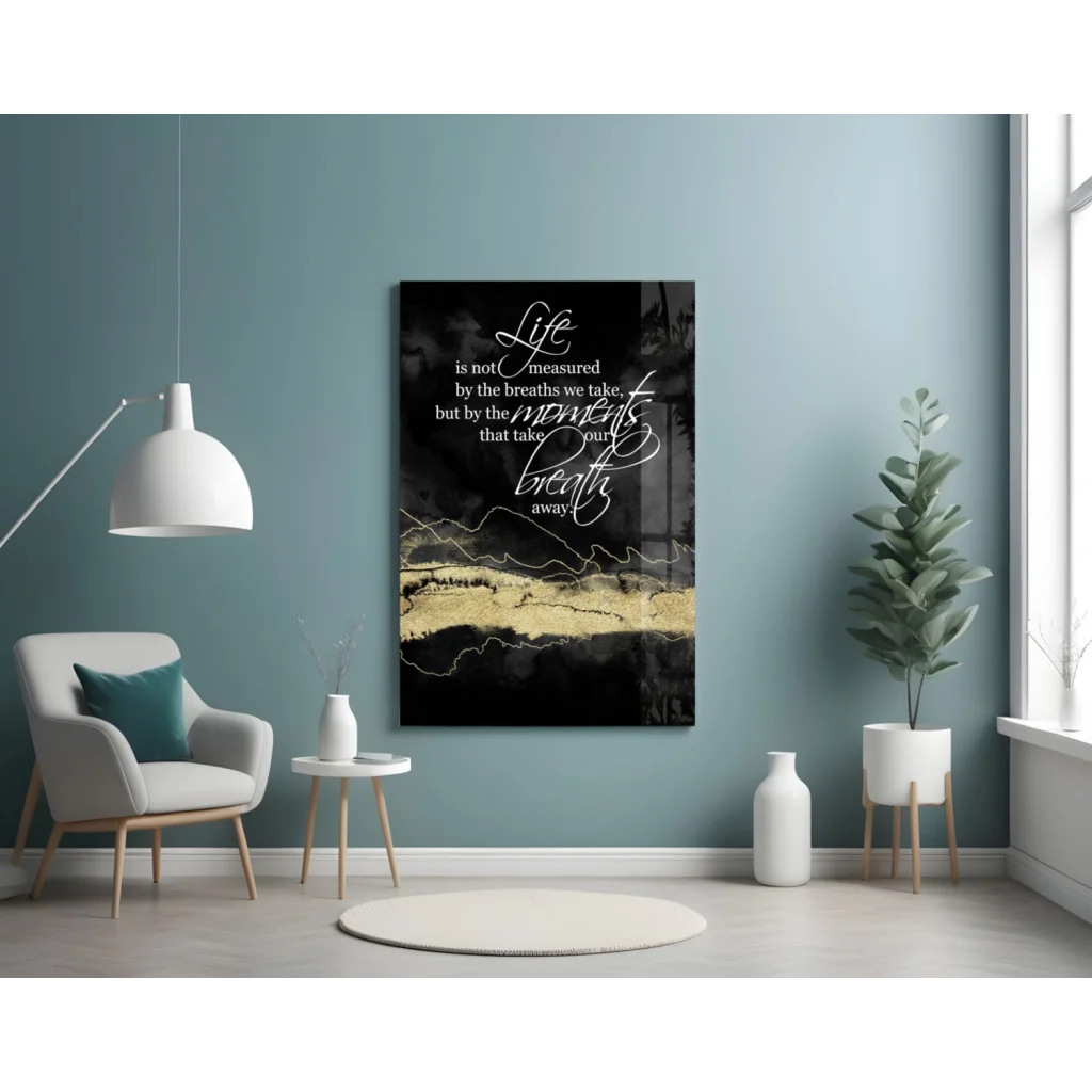 Black gold canvas wall art with breathtaking quote