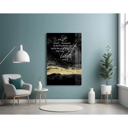 Black gold canvas wall art with breathtaking quote