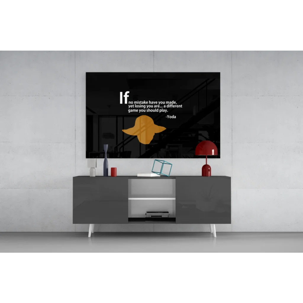 Yoda silhouette black frame wall art with iconic quote
