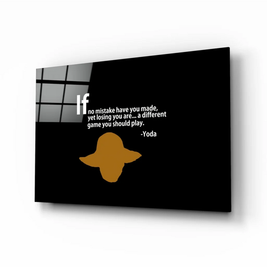 Minimalist Yoda golden silhouette canvas wall art with iconic quote