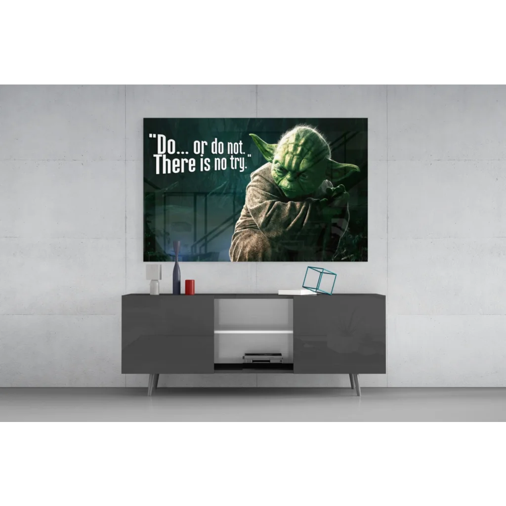 Yoda Do or Do Not Star Wars glass wall art print