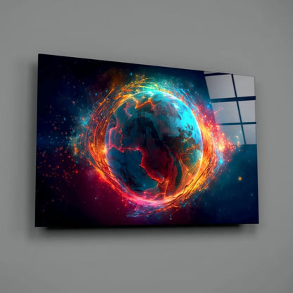 Fiery Earth Energy Cosmic Glass Wall Art Canvas Print | Glass Wall Art Print | vintageantiquesgifts.com