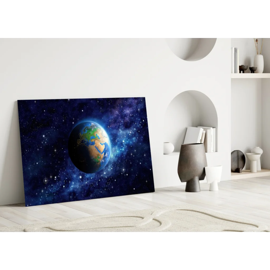 Cosmic Earth Galaxy Wall Art Canvas Print | Modern Wall Art Decor | vintageantiquesgifts.com