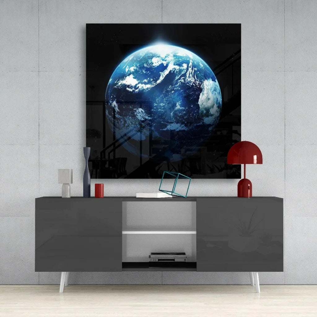Stunning Blue Earth Glass Wall Art for Modern Spaces | Contemporary Home Wall Art | vintageantiquesgifts.com