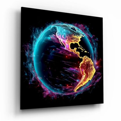Vibrant neon Earth energy tempered glass art print