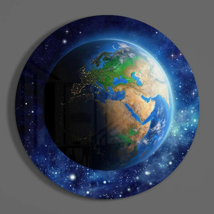 Stunning Earth at Night Tempered Glass Art for Your Wall | Modern Wall Art Decor | vintageantiquesgifts.com