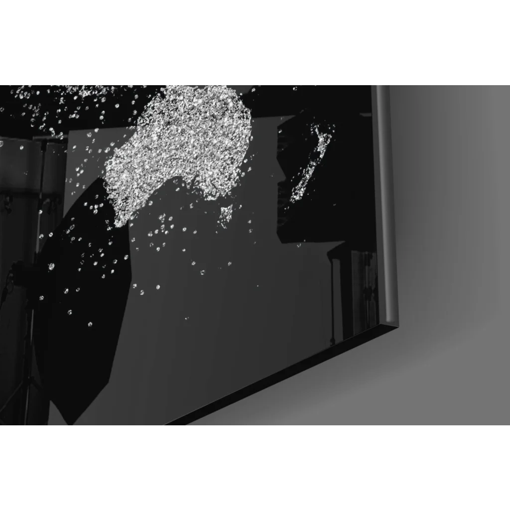 Black and white photo of shattered glass screen as stunning wall art