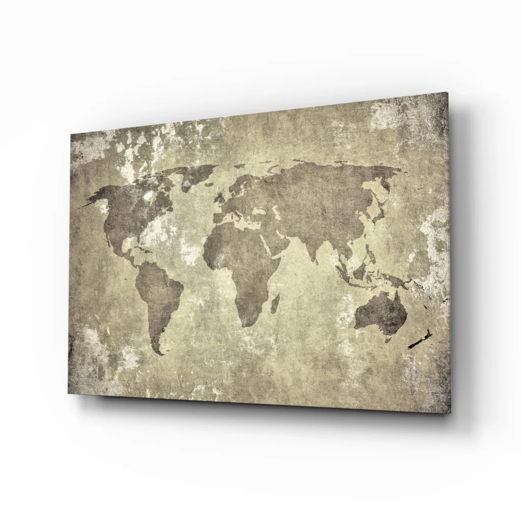Vintage World Map Canvas Wall Art with Distressed Finish | Insigneart USA | vintageantiquesgifts.com