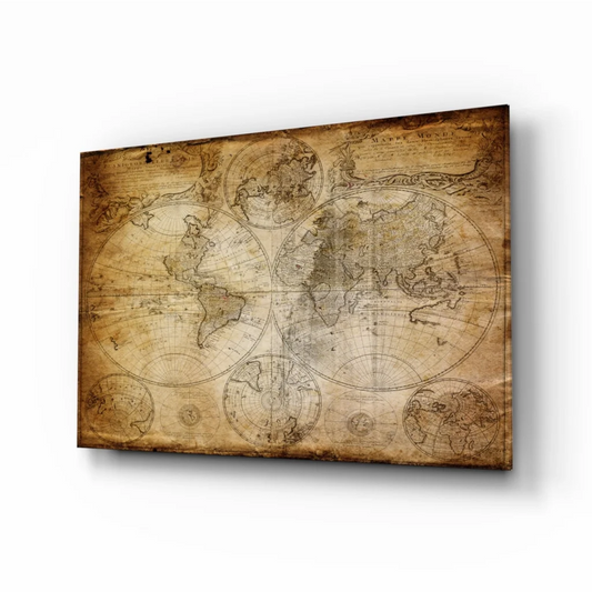 Vintage World Map Canvas Wall Art with Aged Parchment Design | Insigneart USA | vintageantiquesgifts.com