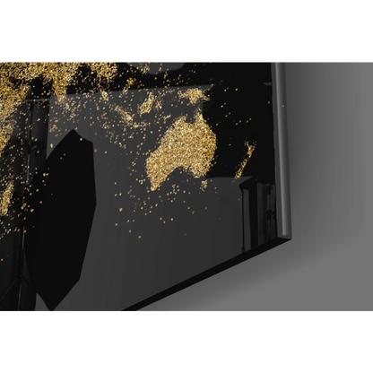 Stunning gold glitter Australia map wall art on black canvas