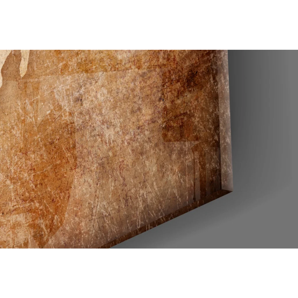 Distressed sepia world map canvas wall art with rustic earth-toned texture