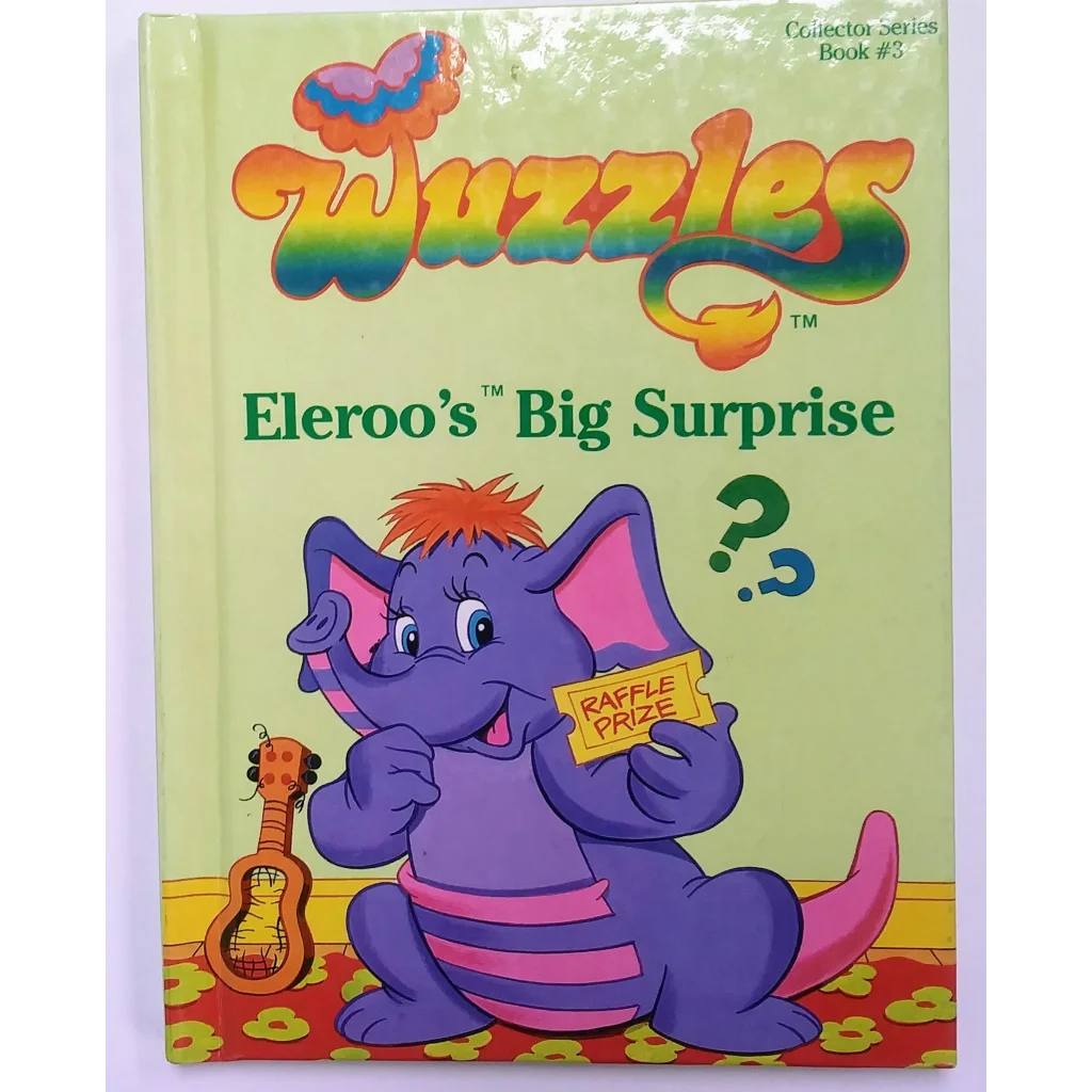 Eleroos Big Surprise purple elephant plush with raffle ticket on trunk for nostalgic fans