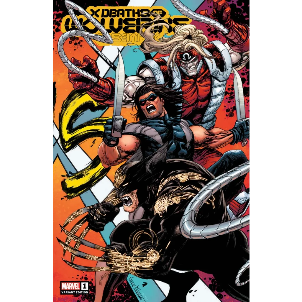 Comic book with Wolverine and two characters, Variant Edition label, X Deaths of Wolverine Issue 1