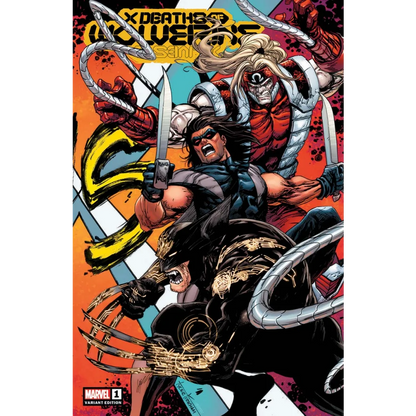 Comic book with Wolverine and two characters, Variant Edition label, X Deaths of Wolverine Issue 1