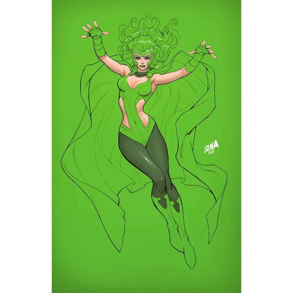 Comic book character in green costume and cape from X Factor 9 Marvel Comic Collectible by David Nakayama