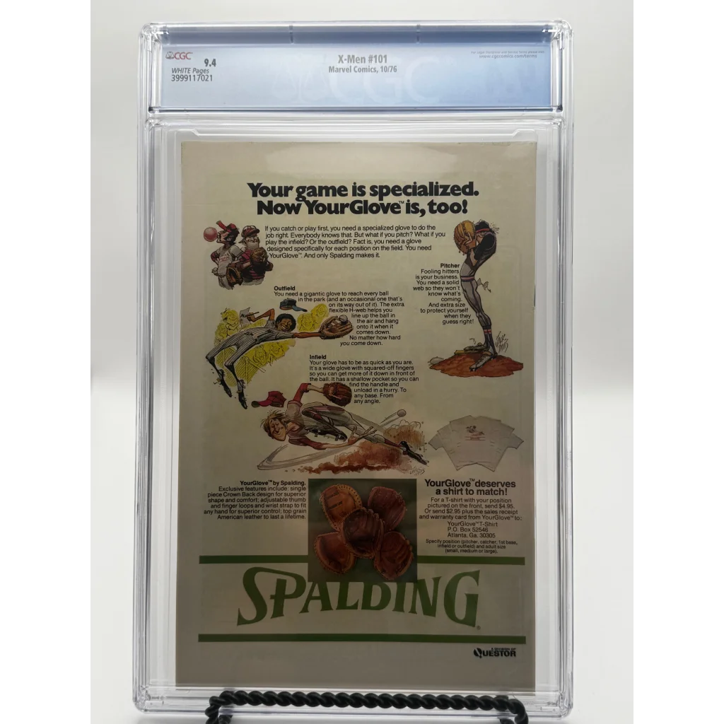 Vintage 1976 X-Men 101 CGC 9.4 blue label comic book with Spalding ad