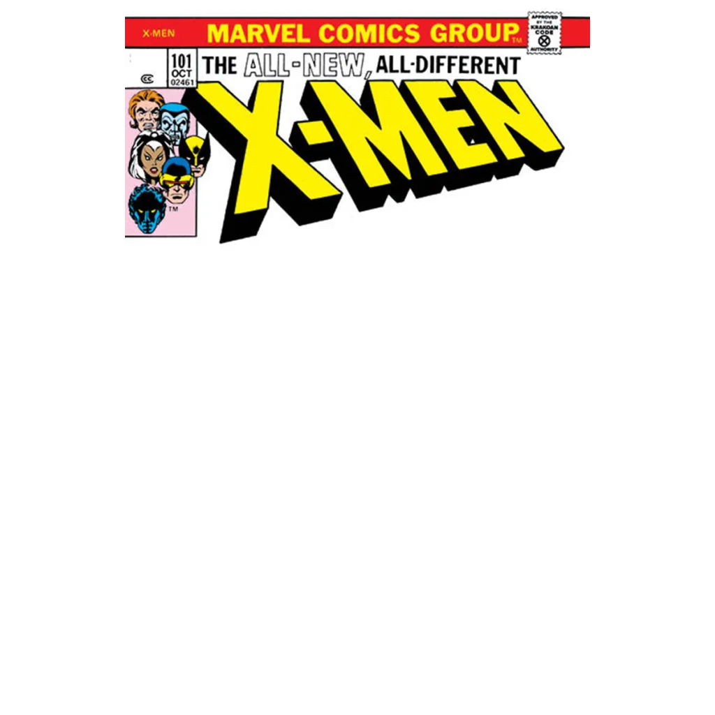 Blank comic book cover with X-Men logo and character portraits, facsimile edition
