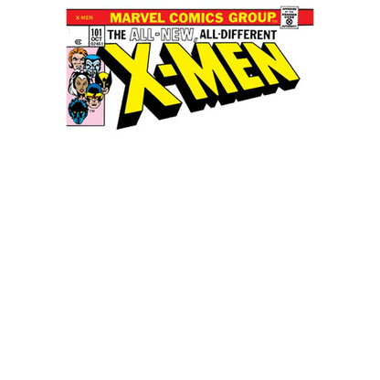 Blank comic book cover with X-Men logo and character portraits, facsimile edition