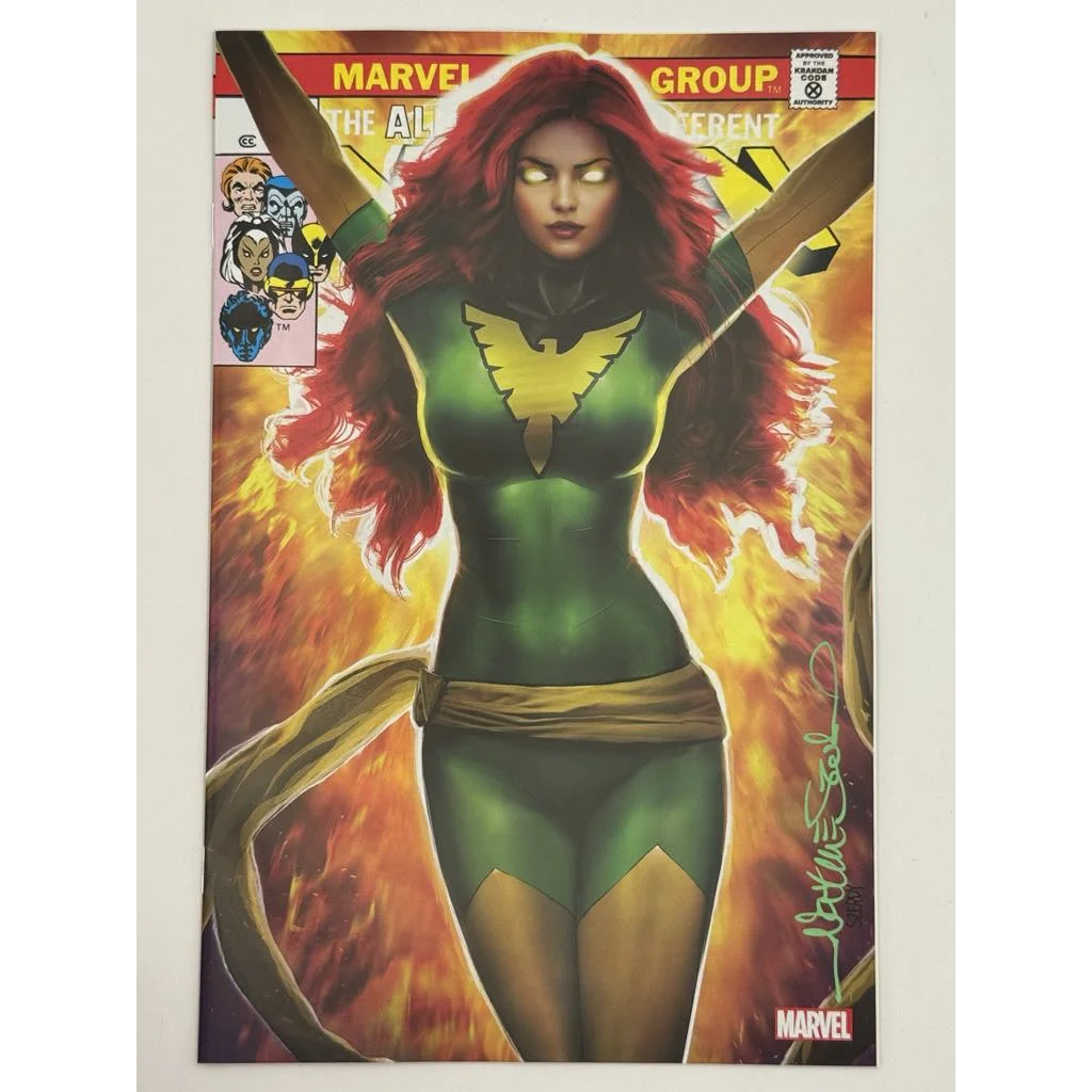 Comic book facsimile edition featuring female superhero with red hair and flames by Nathan Szerdy