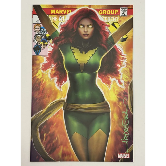 Comic book facsimile edition featuring female superhero with red hair and flames by Nathan Szerdy