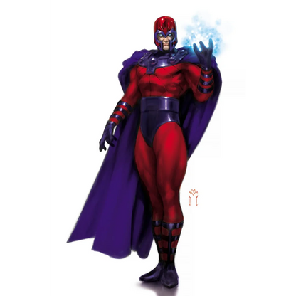 Powerful mutant in red suit and purple cape using magnetic energy from X-Men #20 Variant