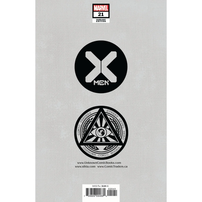 Comic book cover with black X-Men logo and all-seeing eye pyramid symbol for X-Men #21 Gala Edition