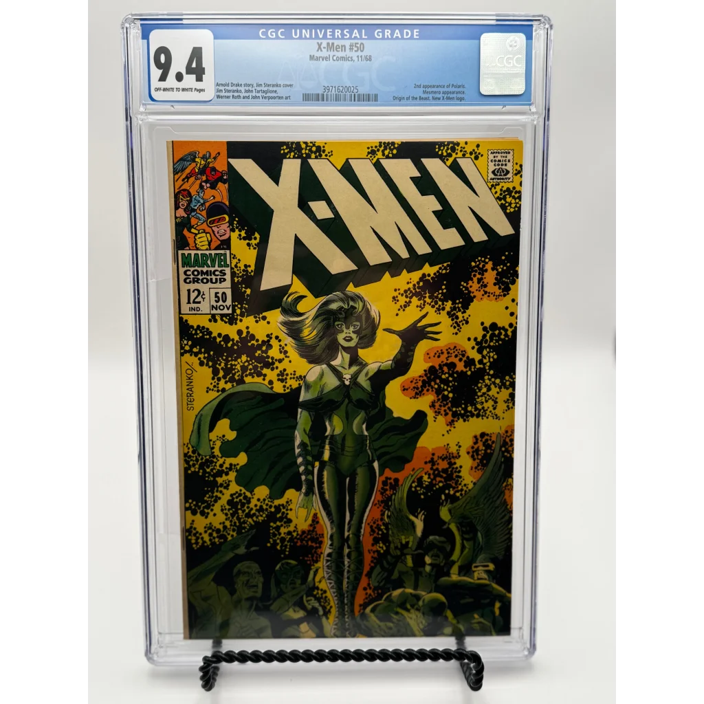 X-Men #50 CGC 9.4 blue label Jim Steranko cover with fiery Jean Grey