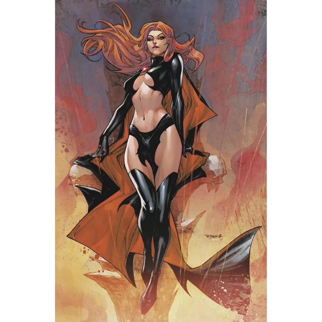 Comic book cover with a fiery-haired woman in black and orange outfit from X-Men Annual #1