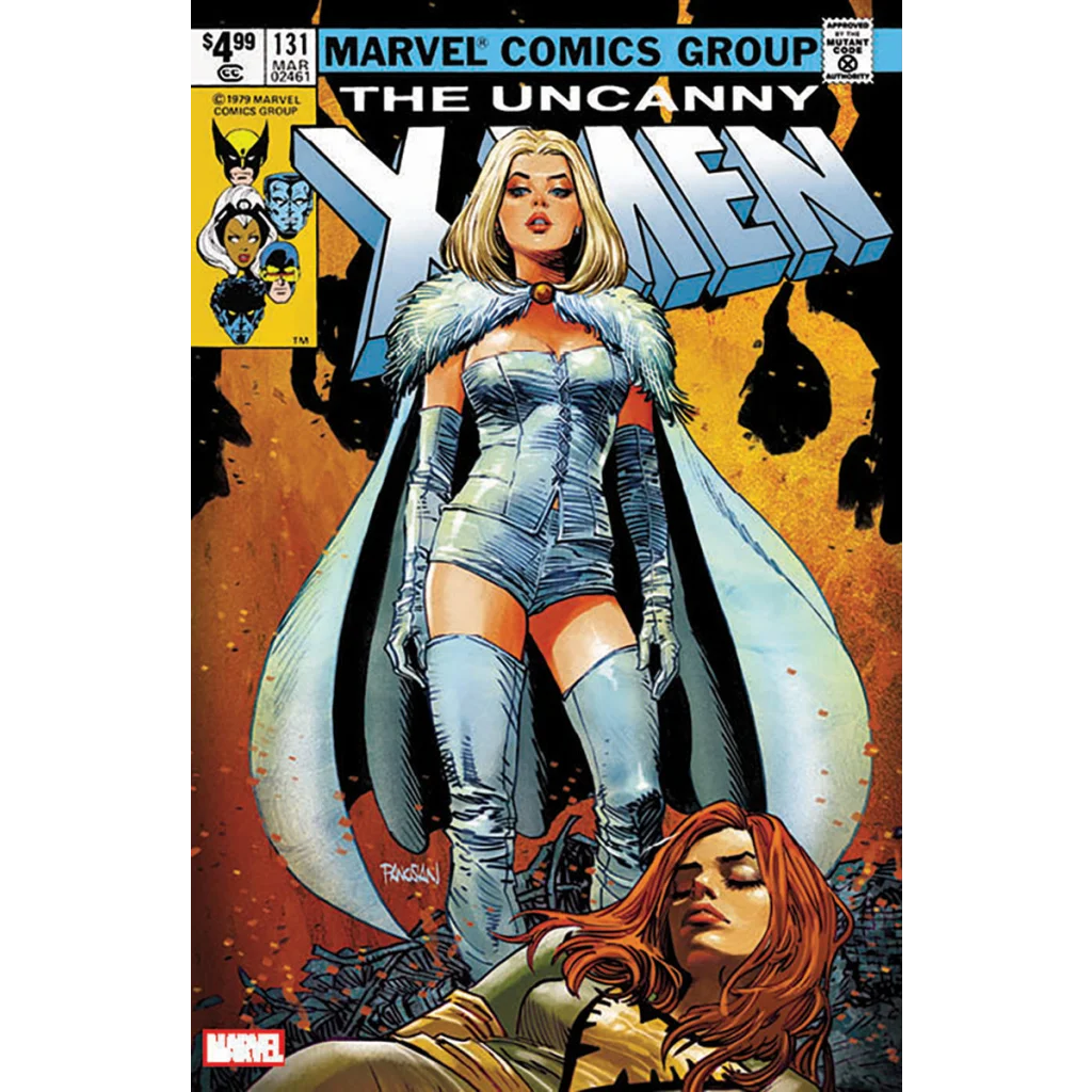 Silver and white X-Men costume with fur trim cape and boots from Dan Panosian facsimile unknown comics