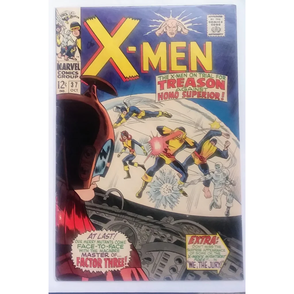 X-Men Issue 37 Marvel Comics cover with mutants in action, 1967 debut