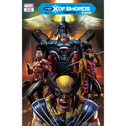 Comic book featuring Wolverine Gambit Apocalypse for X Of Swords Creation Variant