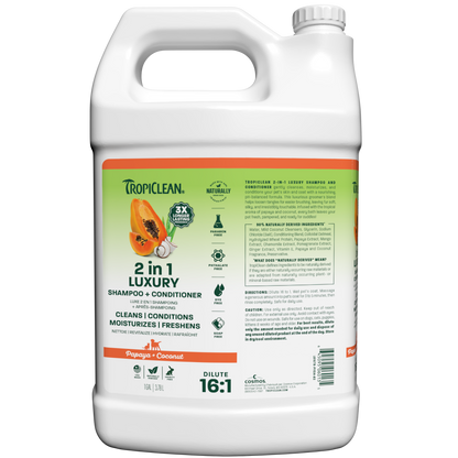 TropiClean 2-in-1 Dog Shampoo and Conditioner, Professional Dog Shampoo, Gallon