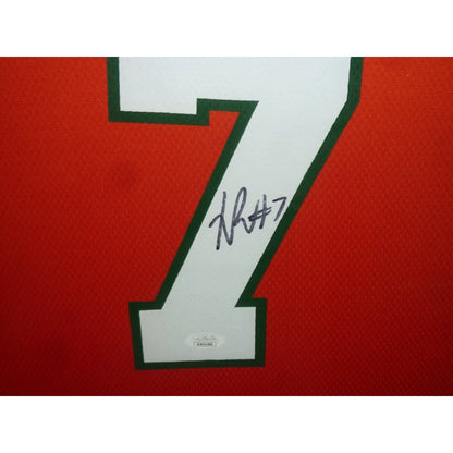 Xavier Restrepo autographed Miami Hurricanes red white jersey number 7