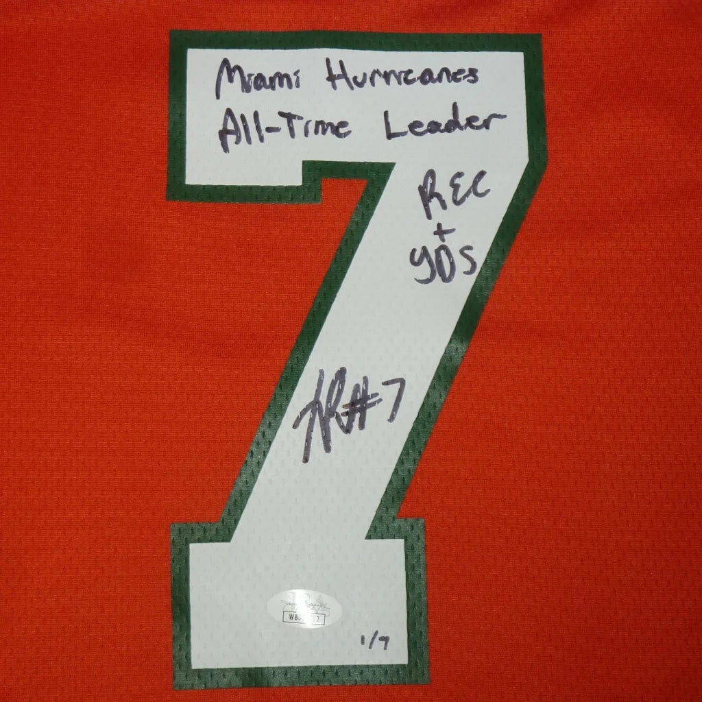 Xavier Restrepo autographed Miami Hurricanes jersey number 7