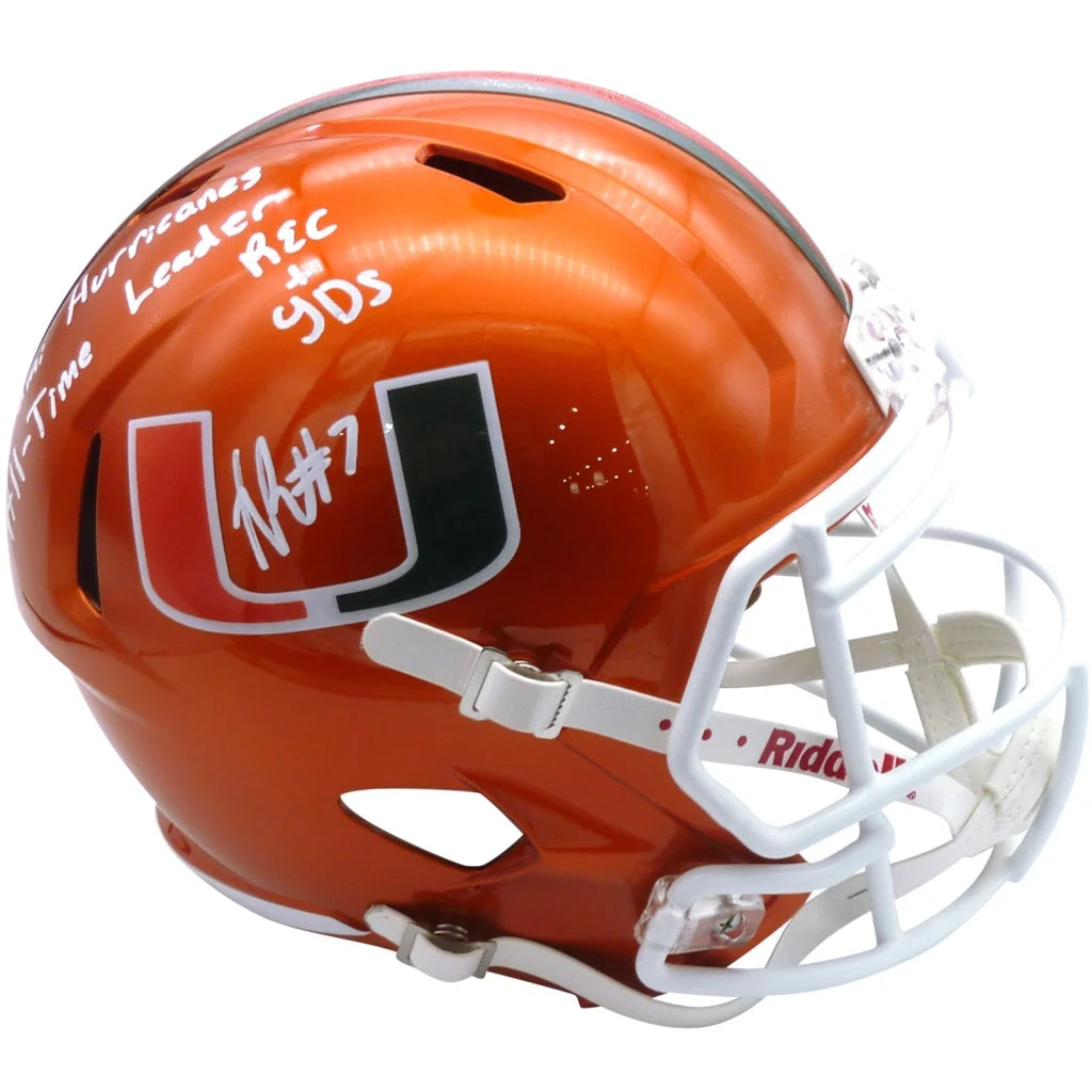 Xavier Restrepo autographed Miami Hurricanes Riddell helmet, orange green