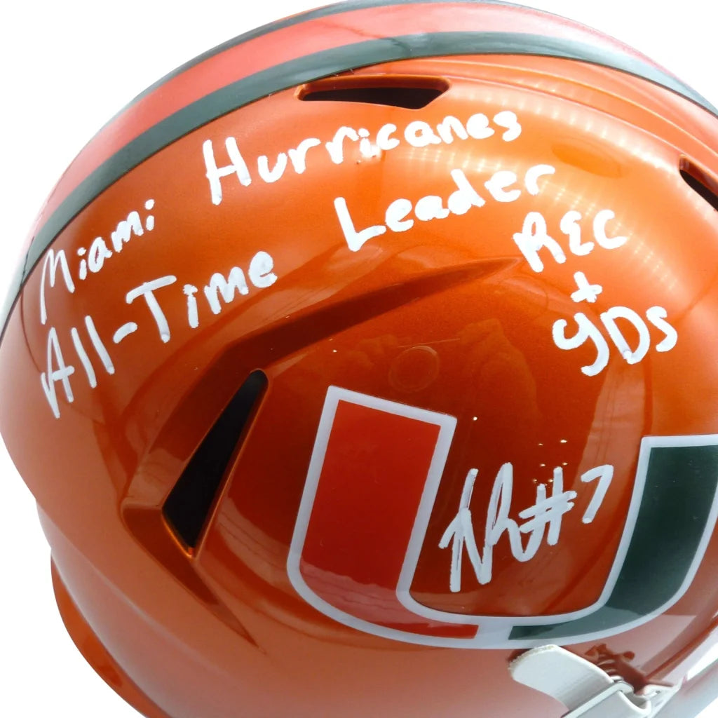 Xavier Restrepo autographed orange Miami Hurricanes replica helmet