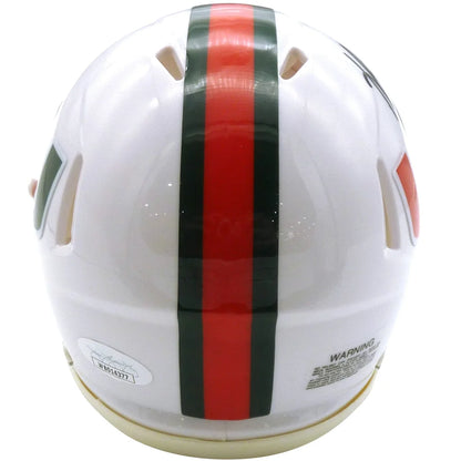 Xavier Restrepo signed Miami Hurricanes mini helmet in white with green and orange stripes
