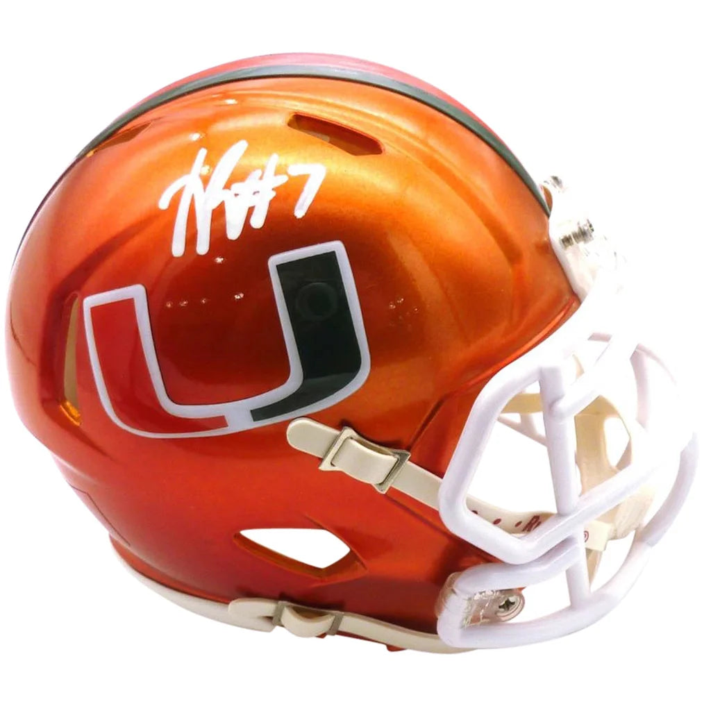 Xavier Restrepo autographed Miami Hurricanes mini helmet
