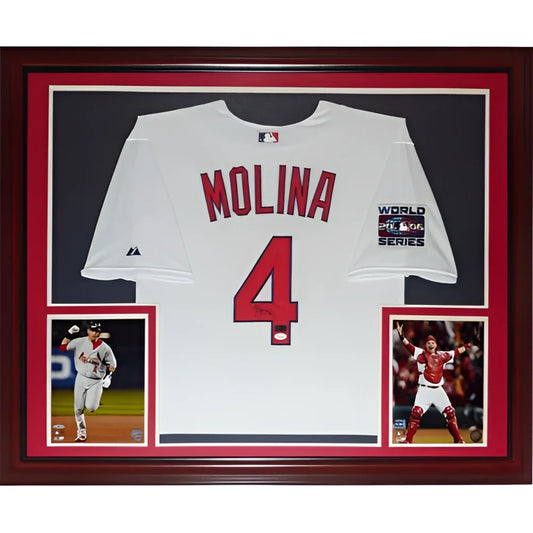 Yadier Molina autographed St. Louis Cardinals white deluxe framed jersey