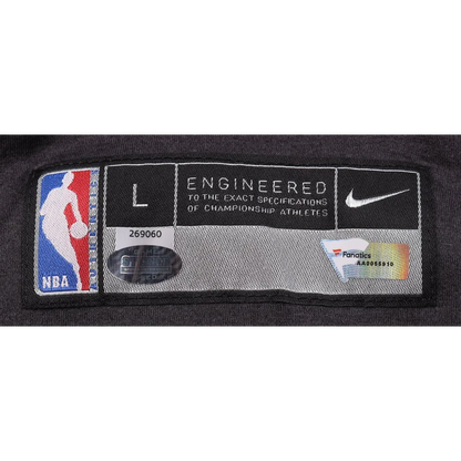NBA Nike jersey tag with hologram for authenticity purposes on Yakuba Ouattara Brooklyn Nets jacket