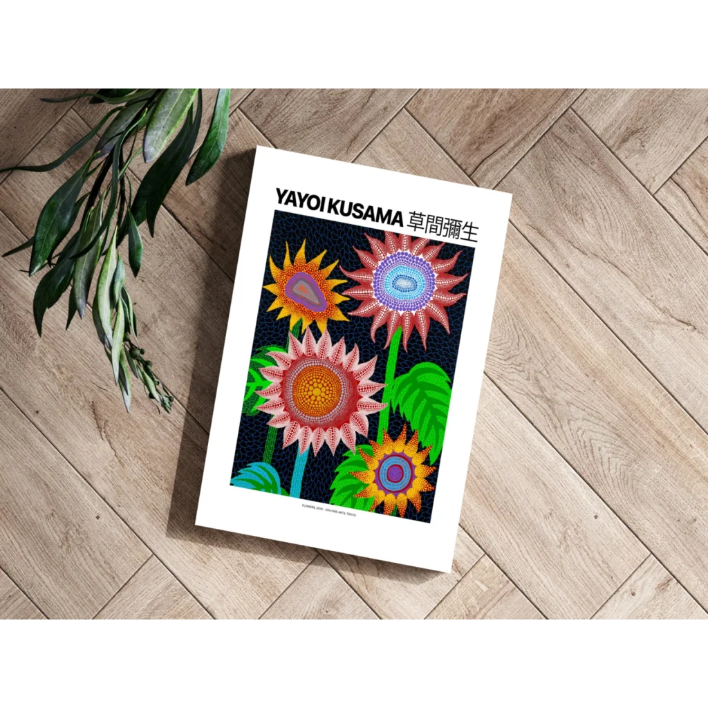 Kusama Sunflower Insigne Aluminum Print in Durable Materials | Modern Wall Art Decor | vintageantiquesgifts.com