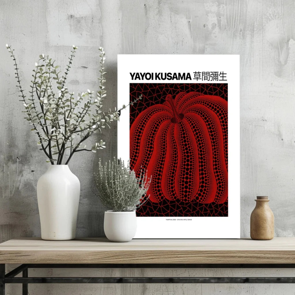 Yayoi Kusama Red Pumpkin Insigne Aluminum Prints | Glass Wall Art Print | vintageantiquesgifts.com