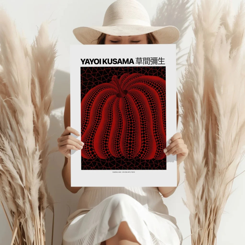 Yayoi Kusama Red Pumpkin Insigne Aluminum Prints | Contemporary Home Wall Art | vintageantiquesgifts.com