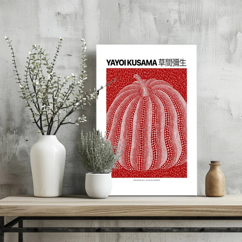 Kusama Pumpkin Insigne Aluminum Prints Bring Bold Pop Art Home | Glass Wall Art Print | vintageantiquesgifts.com