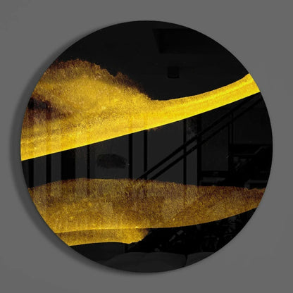 Stunning gold streak tempered glass art on black background