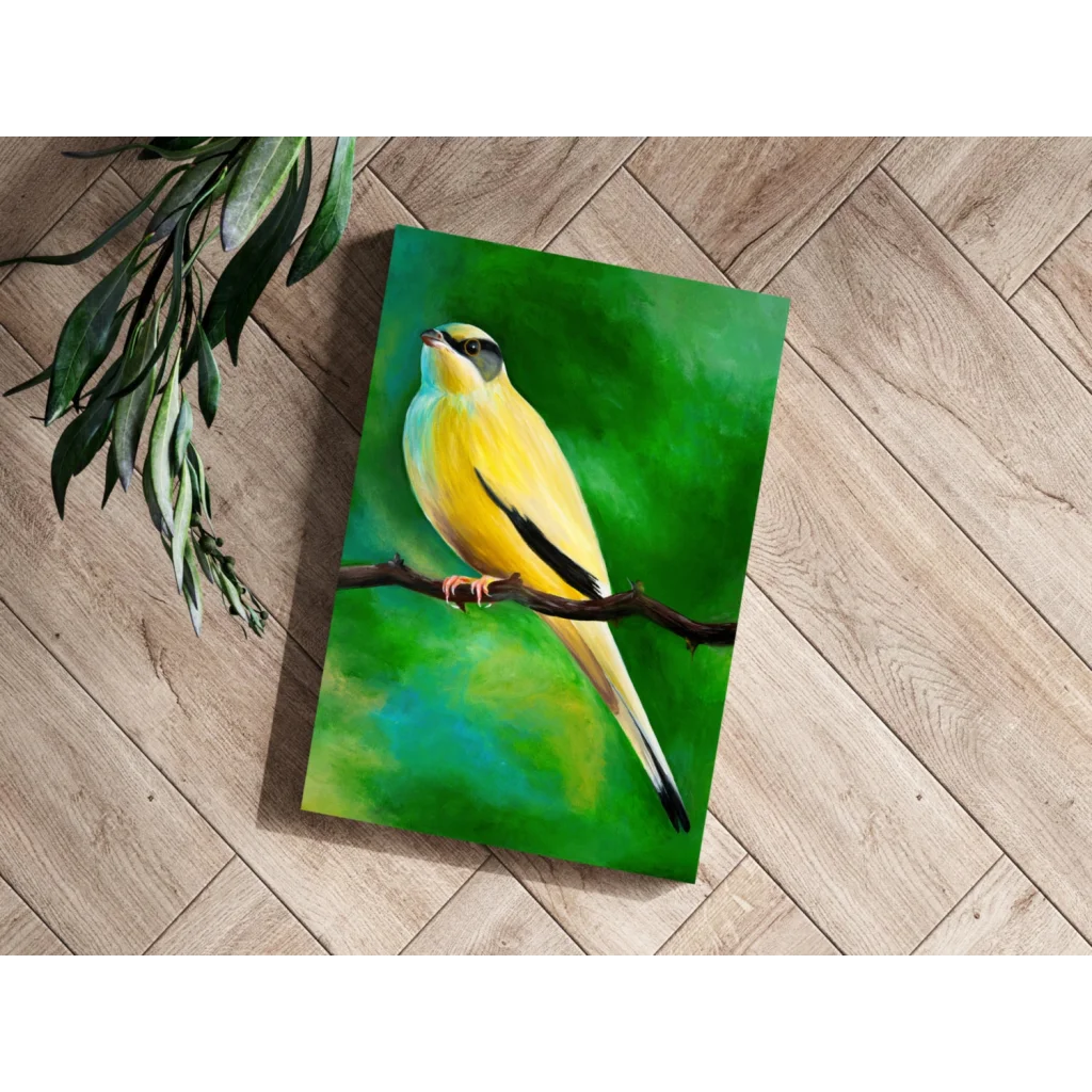 Vibrant Yellow Bird Insigne Aluminum Prints for Your Wall | Modern Wall Art Decor | vintageantiquesgifts.com