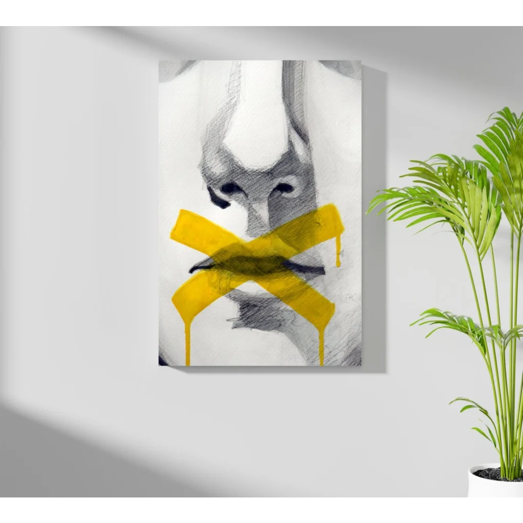 Yellow fox abstract art print on canvas home decor