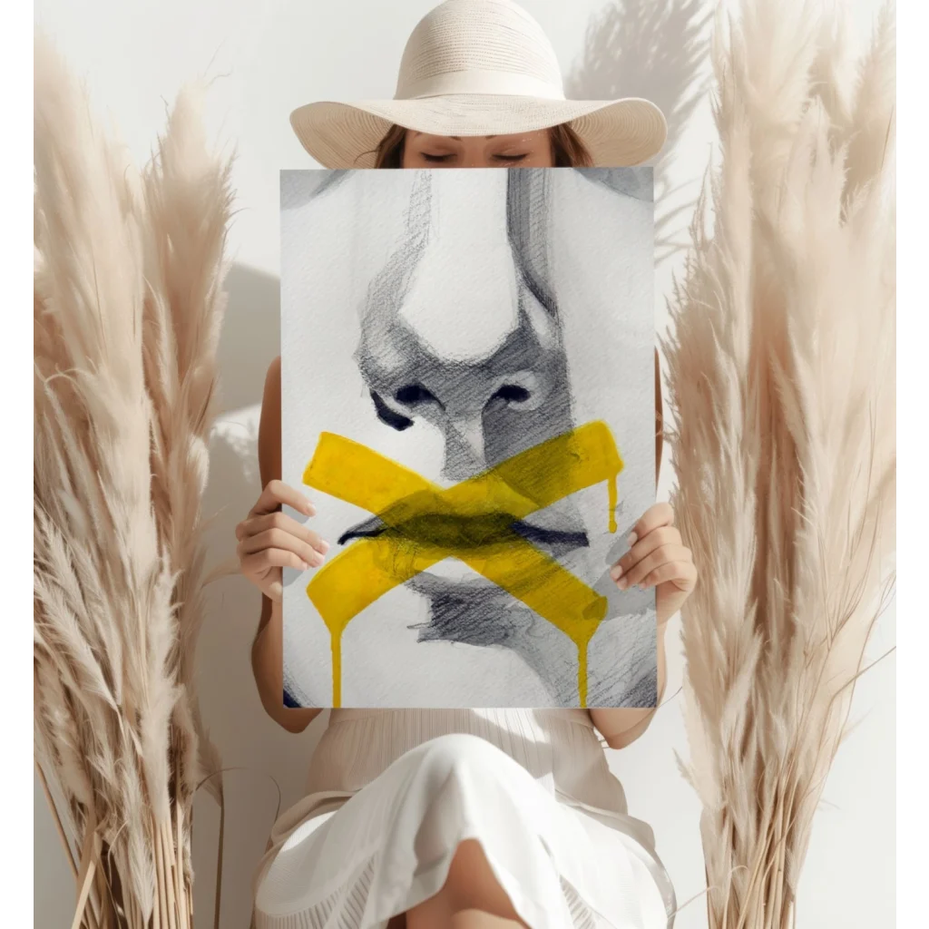 Yellow fox abstract art print on canvas home decor