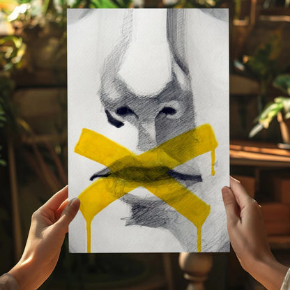 Yellow fox wolf abstract art print on aluminum for home decor