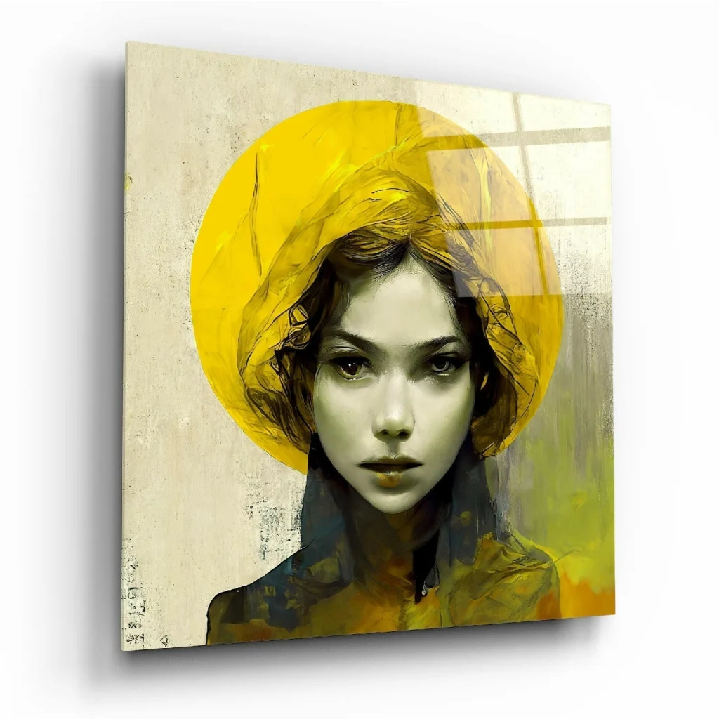 Bold Yellow Halo Portrait Wall Art with Modern Abstract Style | Insigneart USA | vintageantiquesgifts.com